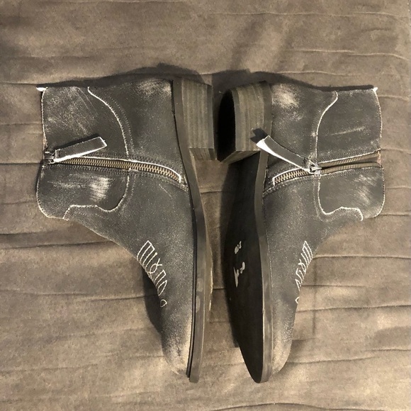 Band of Gypsies Montrose Rustic Western Zip Booties Sz 10 NWOB Distressed Black - Picture 2 of 6